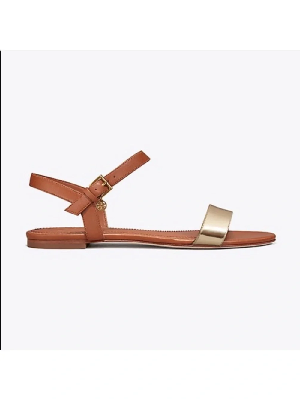 Tory Burch Laurel metallic flat sandal Sz 10.5